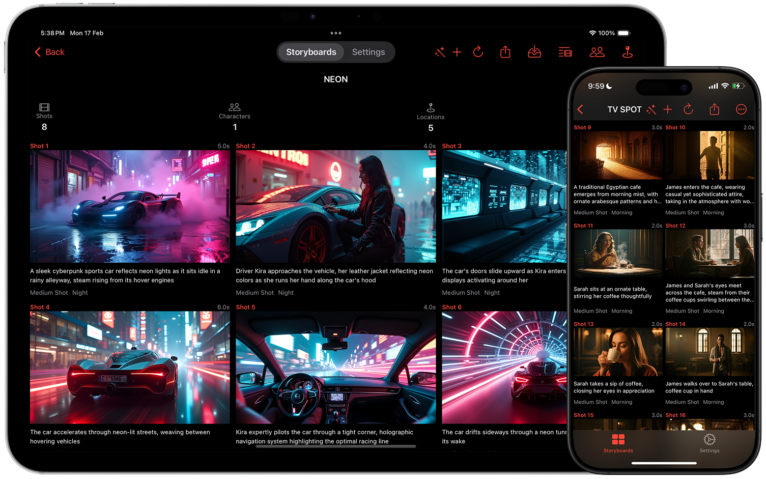 Storyboard Creator AI iOS app on iPad, IPhone